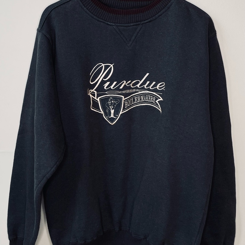 Vintage Purdue Boilermakers Large Crewneck Sweatshirt Pullover 90s Emblem Gray